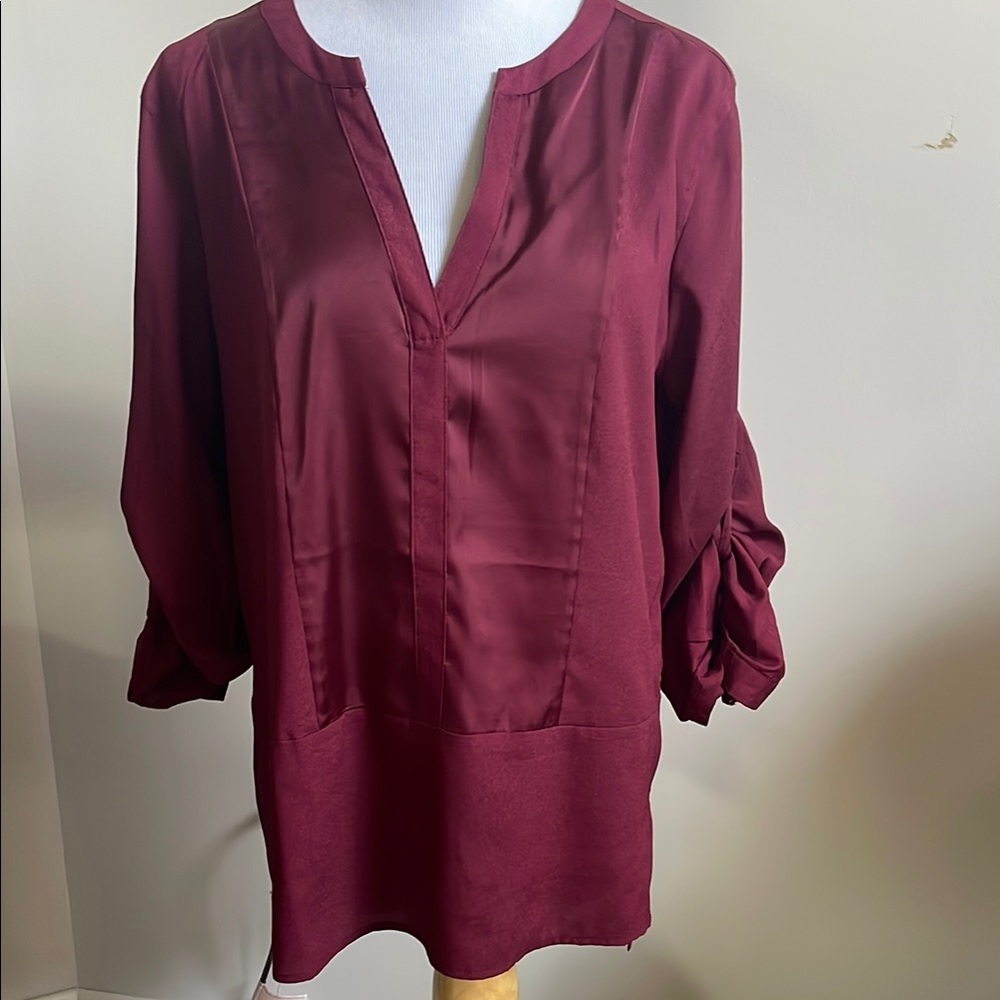 Calvin Klein burgundy top with adjustable sleeve